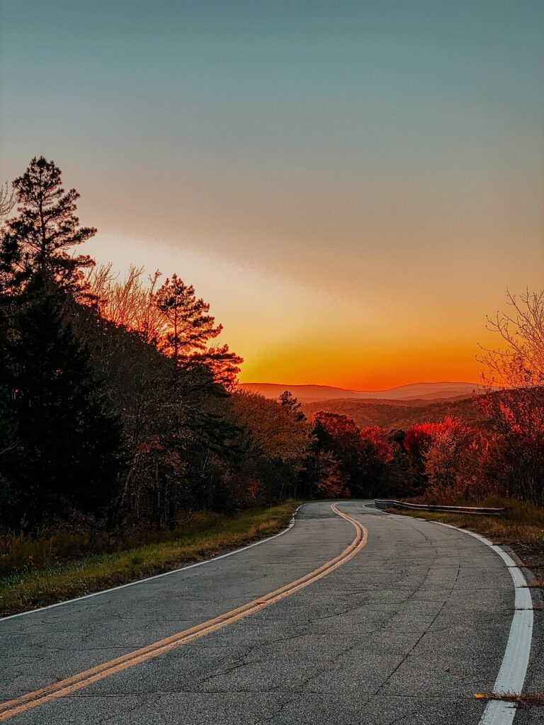 talimena scenic drive, sunset, autumn, countryside, road, twilight, fall, arkansas, nature, scenic drive, talimena national scenic byway, arkansas, arkansas, arkansas, arkansas, arkansas