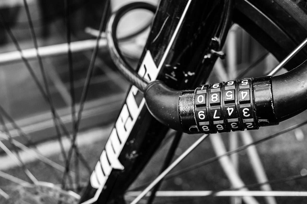 bike, bicycle, cycle, lock, gray bike