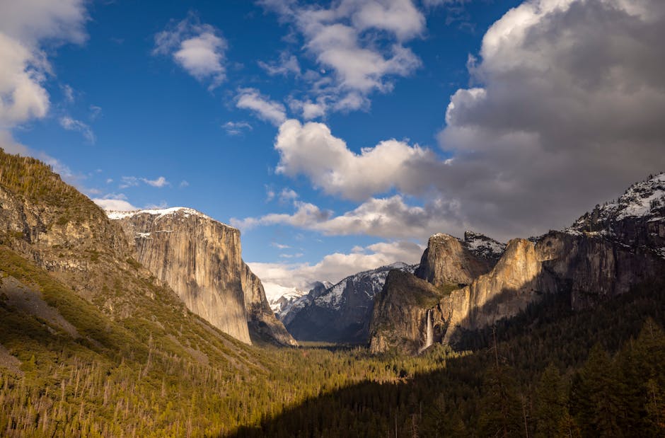 Glacier Point: Experience the breathtaking view of Yosemite Valley with El Capitan and Half Dome under a vibrant sky, captured at sunset.